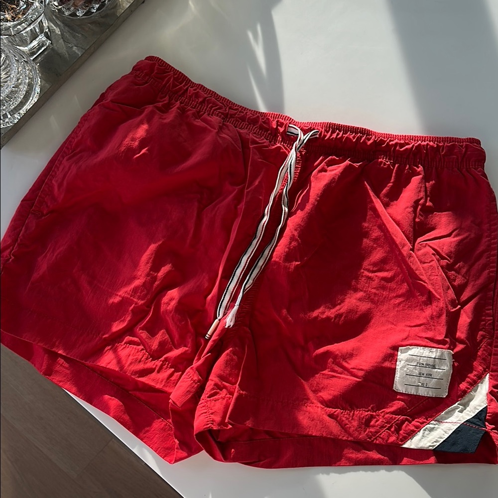 Thom Browne Red Athletic Shorts with Elastic Waistband